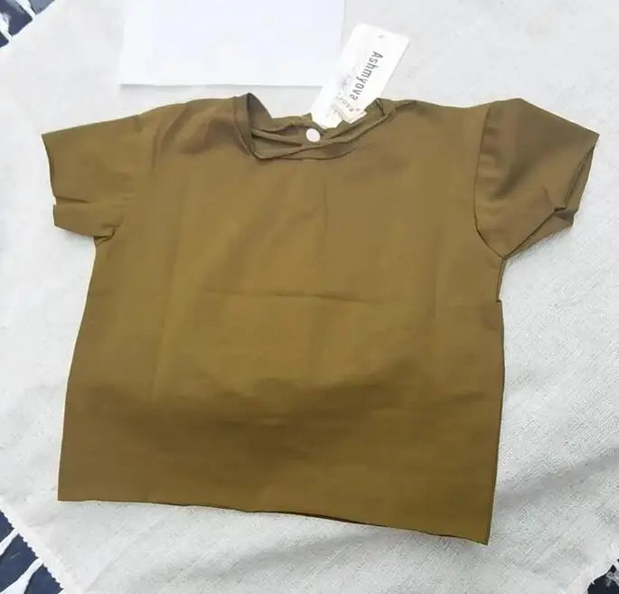 0-4 Yrs Toddler Kid Baby Boys Girls Clothes Summer Cotton T Shirt Short Sleeve Solid Color Vintage Tshirt Children Tops Infant