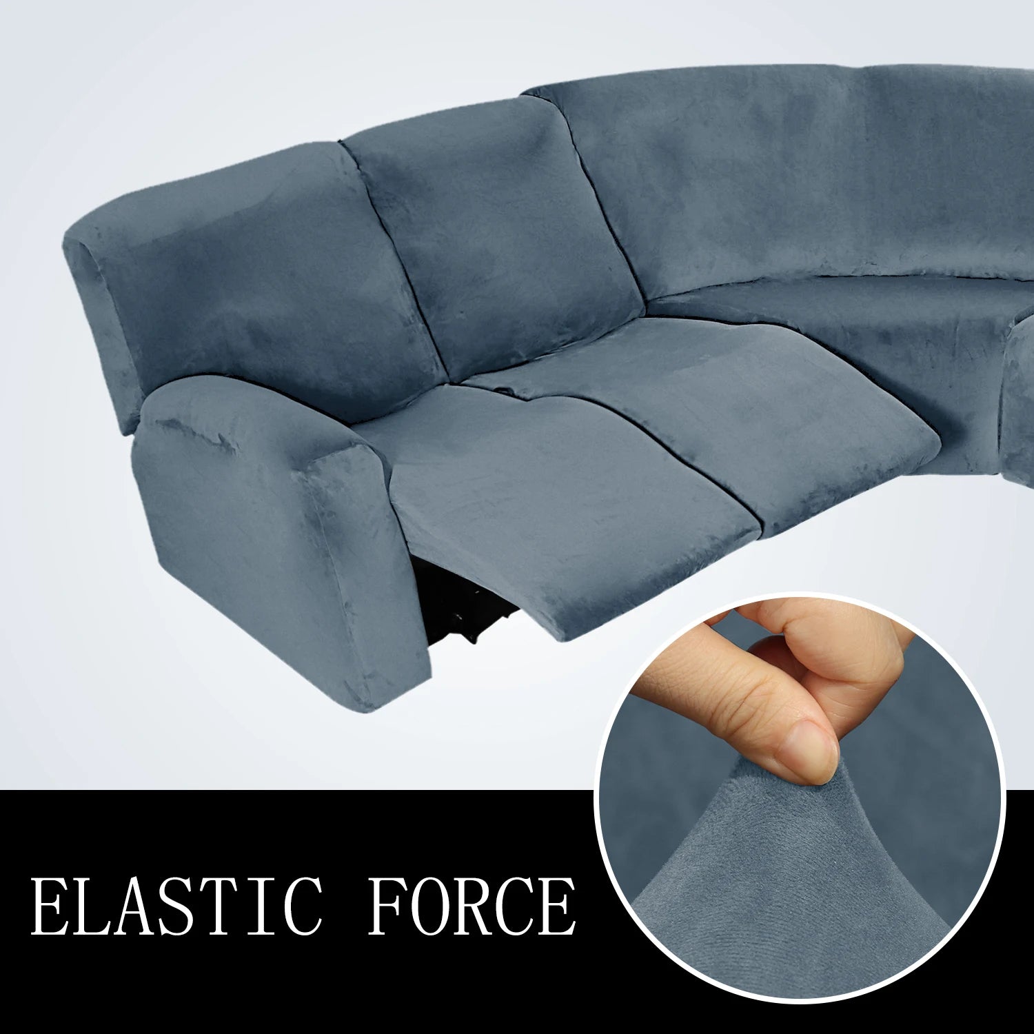 7-Piece L Shape Velvet Stretch Recliner Corner Sofa Covers for Sectional Sofa Set Reclining L Shape Sofa Slipcovers