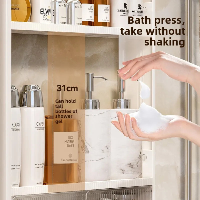Bathroom Storage Rack Punch-free Wall Mounted Toiletries Cosmetic Storage Rack Kitchen Seasoning Organizer Shelf Household Items