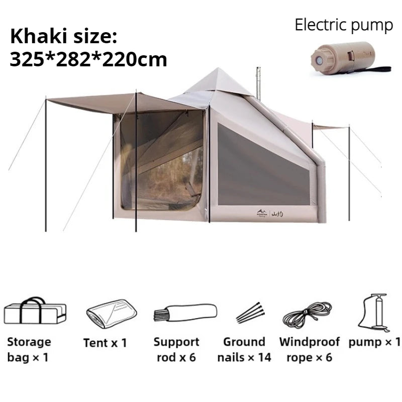 Family Tourist Inflatable Tent Outdoor Sunshade Windproof Stable Nature Hike Camping Tent Portable Overnight Camping Supplies