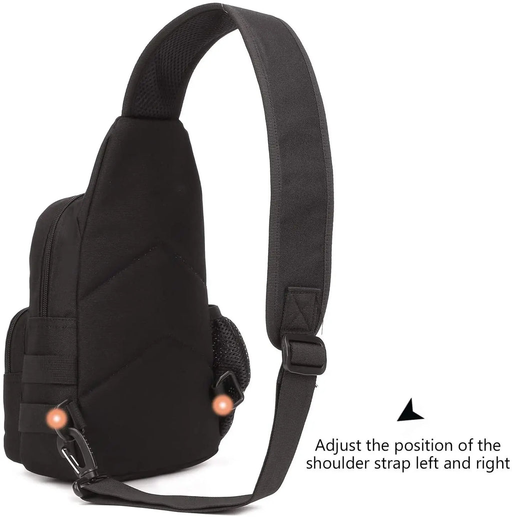 Tactical Sling Crossbody Backpack with Water Bottle Holder, MOLLE EDC Shoulder Sling Chest Bags for Travel Walk