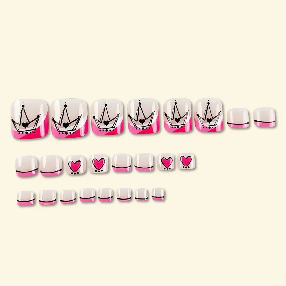 Summer Beach Toe False Nail Press on Nails 24 Pcs Fake Nails Set Shell Design Decorated Toe Nails Acrylic Stick on Toe Nail