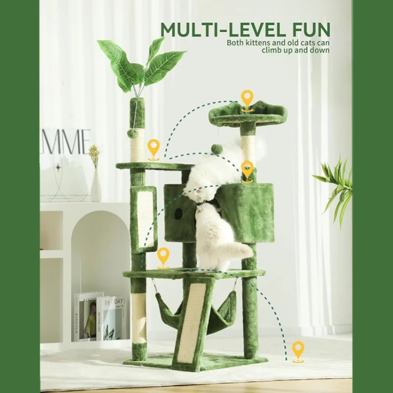 HOOPET Indoor Cat Tree Tower With Scratching Board Spacious Plush Perch And Interactive Hanging Ball Ideal For Multi-Cat Family