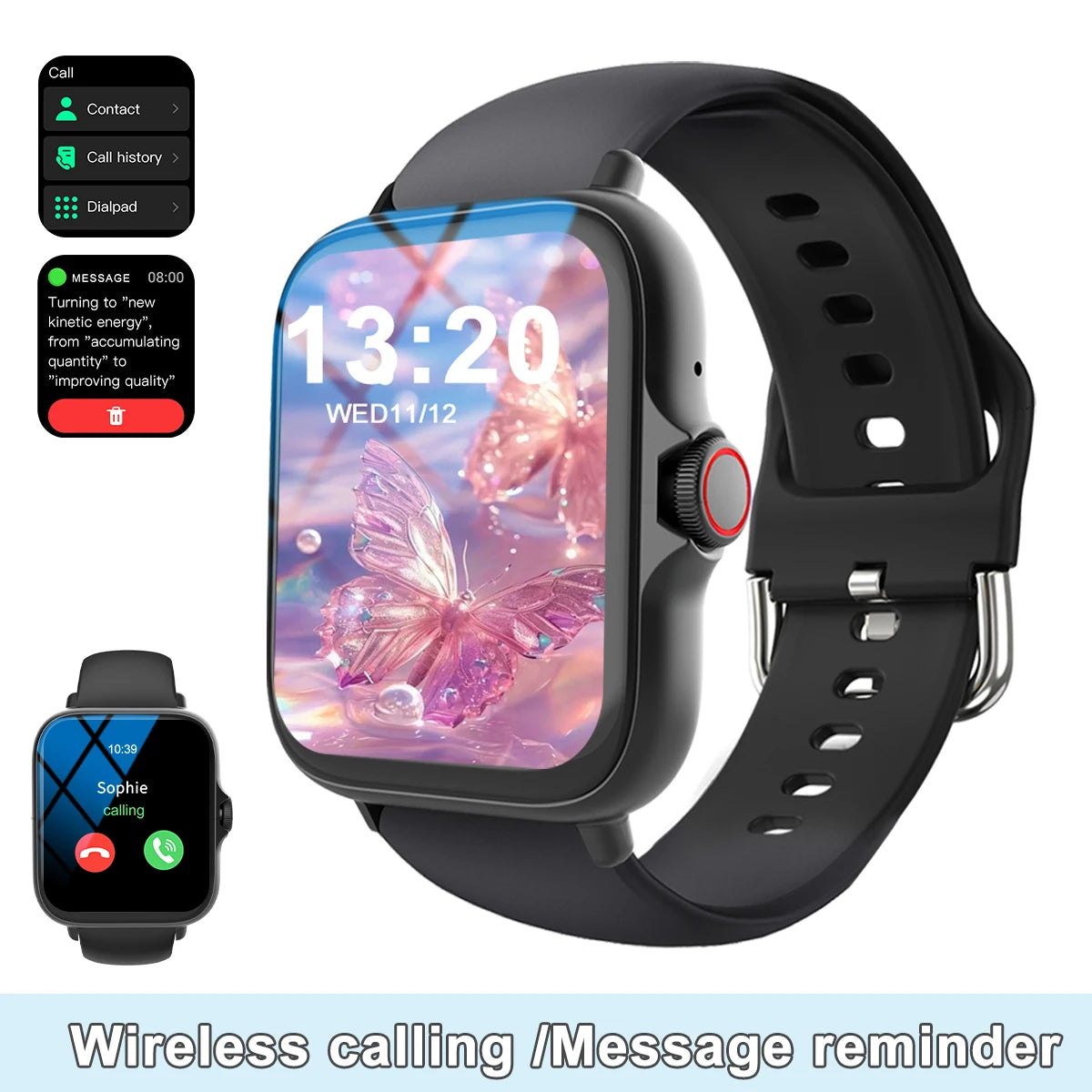 Smart watch, multi-sport mode, message reminder, multiple APP reminders, suitable for men and women, custom wallpaper
