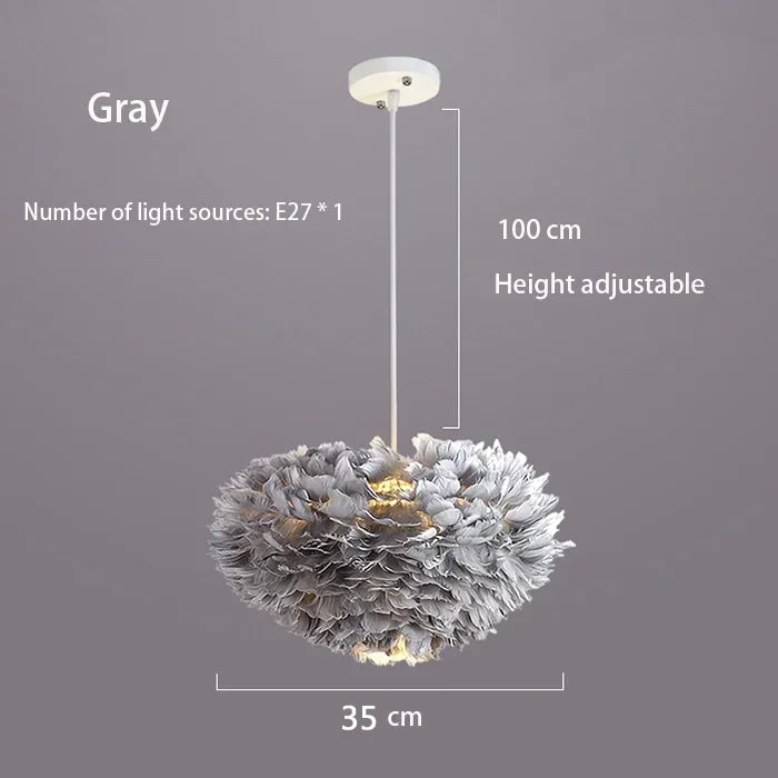 Feather Chandelier Nordic Modern Living Bedroom Ceiling Lighting Warm Dining Room Lamp Clothing Cafe Coffee Shop