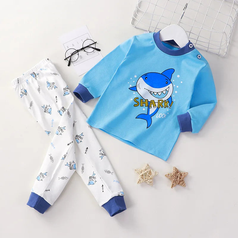 Baby Boys Clothes Sets cotton Bear Boys Girls Long Sleeve Top +Pants 2pcs Kids Clothes pajamas Suit