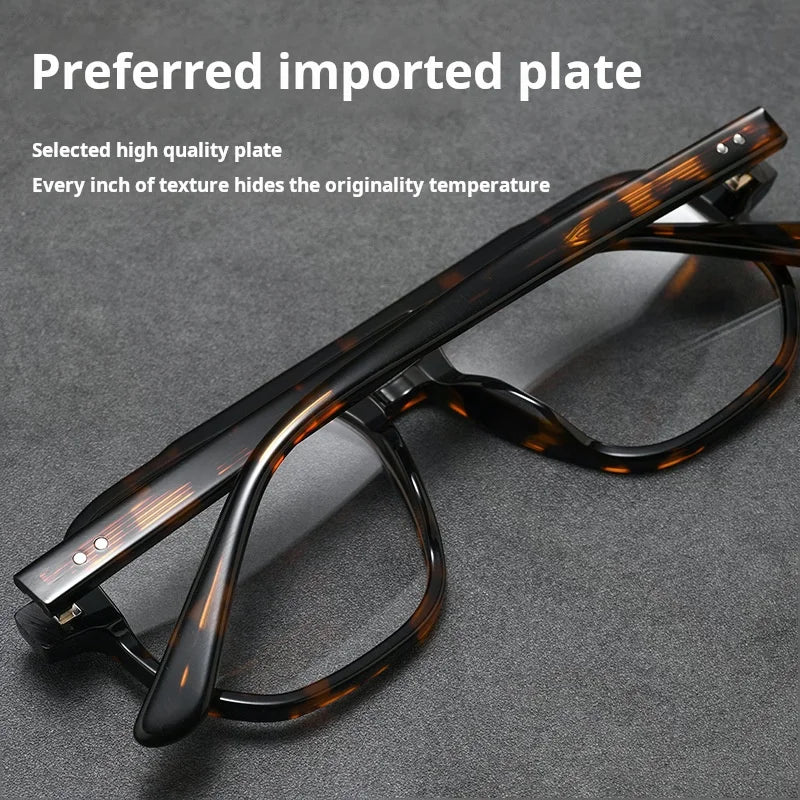 TFTB Fashion Trend Pilot Glasses Men Double Beam Acetate Ultralight Retro Optical Prescription Eyeglasses Frame Women 140mm