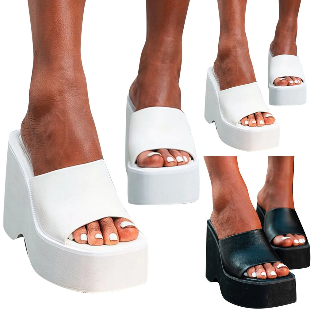 Summer Women Sandals Solid Large Size Platform Wedge Heel High Heel Open Toe Sexy Style Sandalias Mujer Elegant Summer Sandals