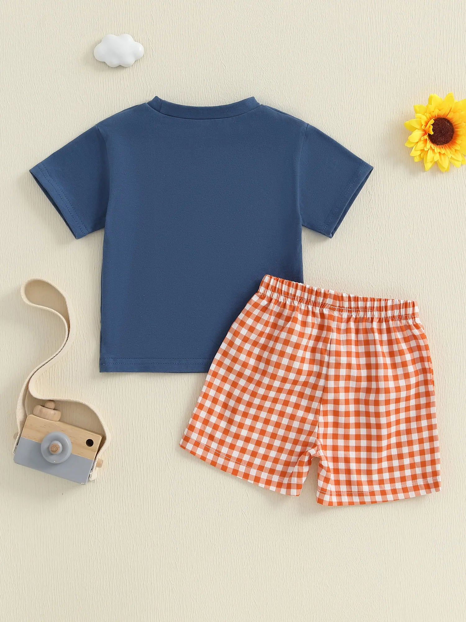 Baby Boy Casual Outfit Dinosaur Print Short Sleeve Crew Neck T-Shirt Denim Shorts 2Pcs Set for Summer Wear