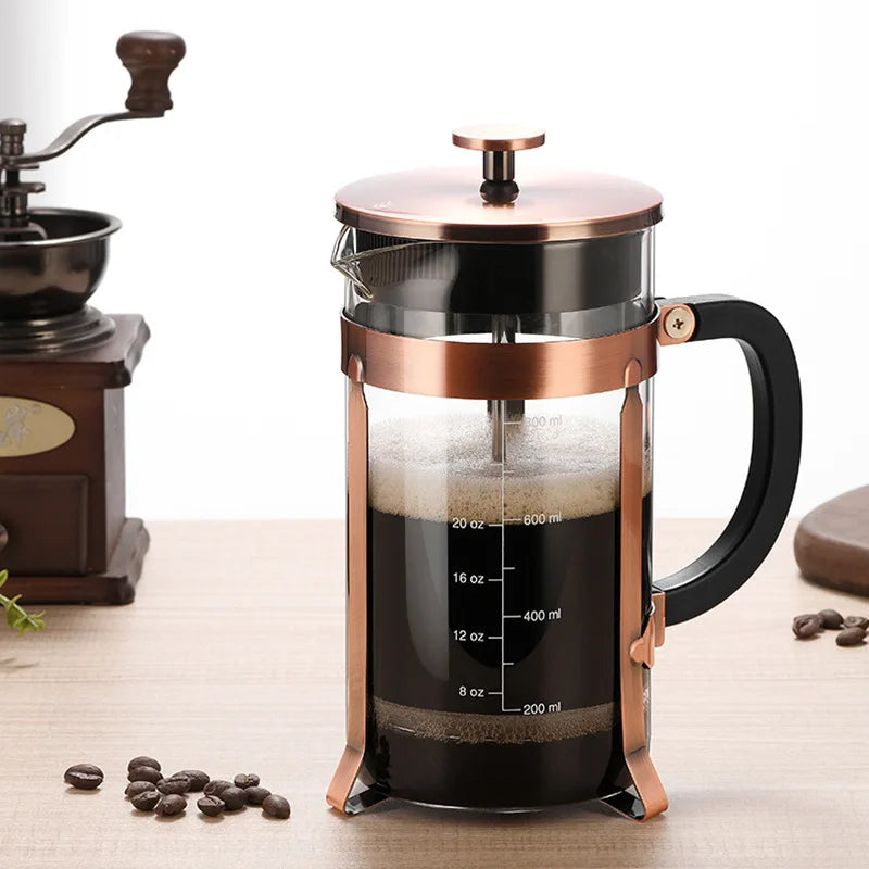 French Press Pot High Borosilicate Glass Pot Household Double-layer Filter Screen Hand Brewed Coffee Pot