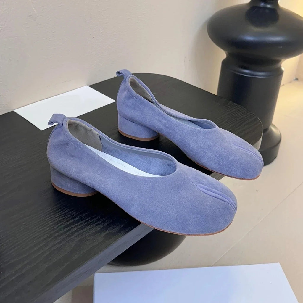 2025 Top Quality Spring  Real Suede Splite-Toe Low Heel Slip-Ons Woman Loafers Boat Shoes Mary Janes Mules  Female Bota Feminina