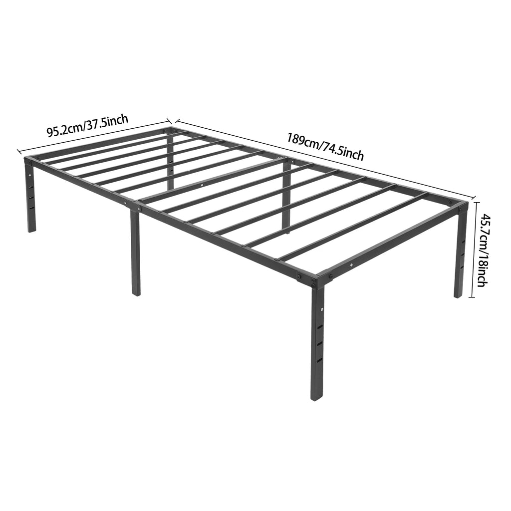 Heavy Duty Metal Bed Frame 95 x 189cm Noise Free Black Bed Frame Queen Size Easy Assembly