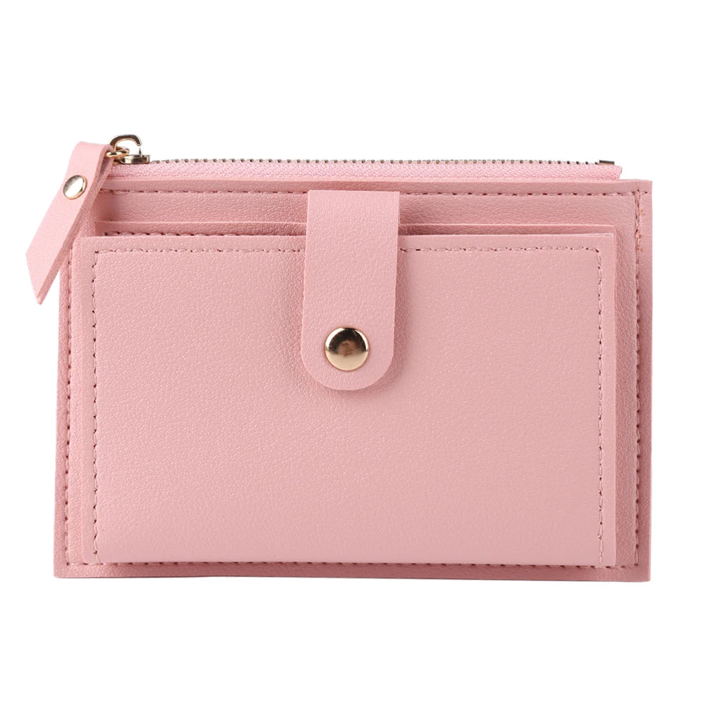 Women PU Credit Card Holder Zipper Cash ID Card Pure Color Mini Business Card Case Name Card Holder Holiday Gift