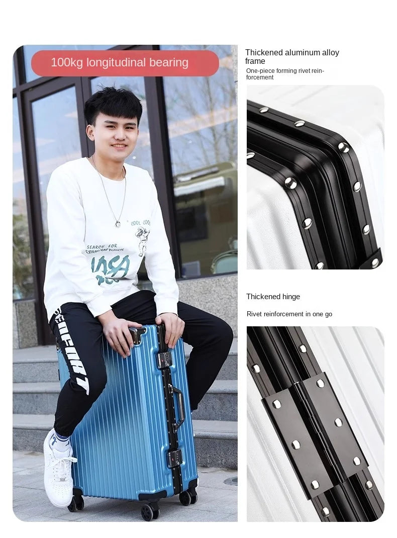 Suitcase Aluminum Frame 20 inch Carrier Trolley Case Removable Universal Wheels 22-30 inch Large Capacity Travel Suitcases