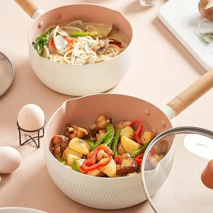 1pc Blue/Green/White Non Stick Pan Milk Pot Baby Food Pot Snow Pan Frying And Boiling Integrated Induction Cooker Gas Universal