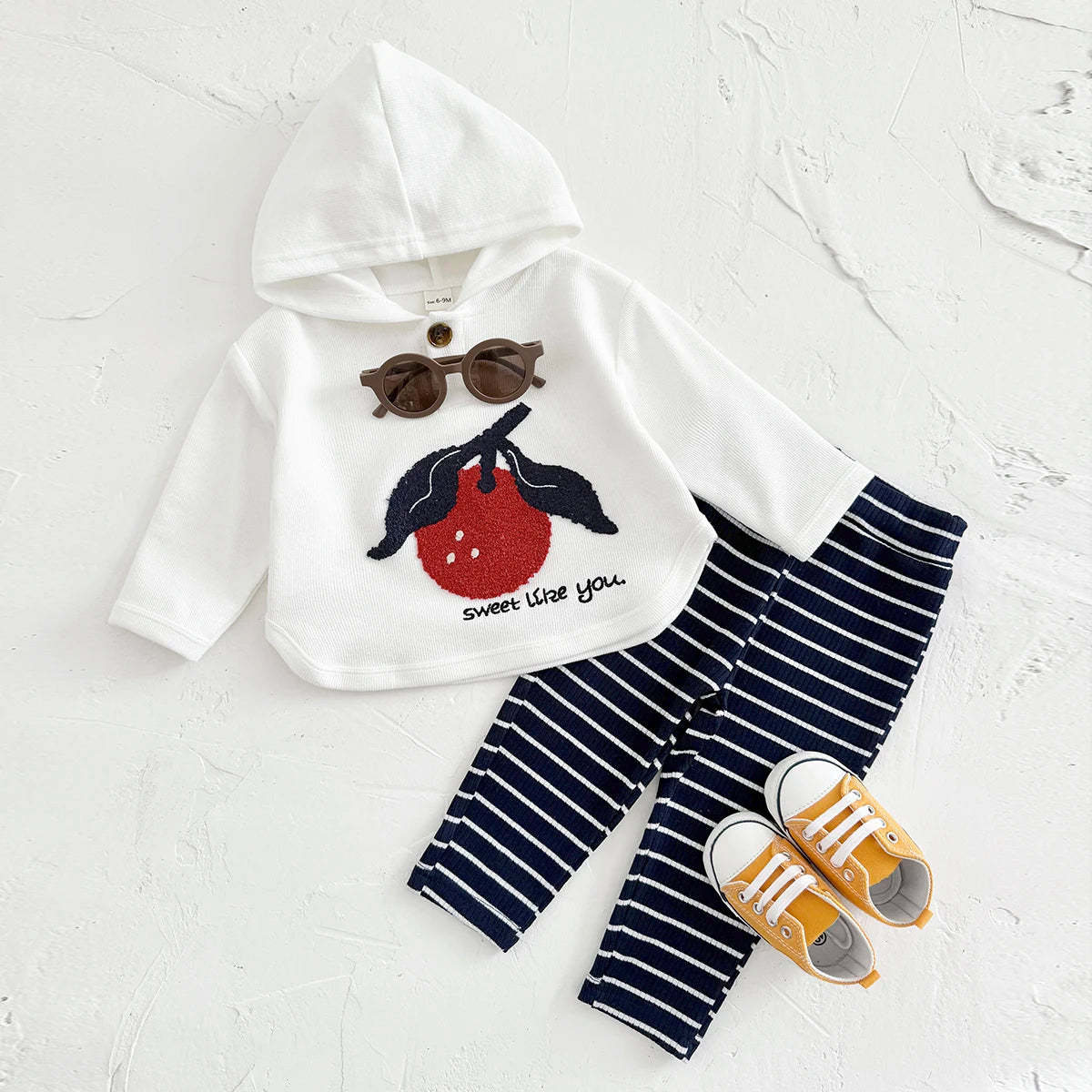 New Baby Boy Clothes 2Pcs Autumn Winter Hooded Long Sleeve Top Pants Cartoon Fruits Toddler Outfit Kids Newborn Clothing Sets