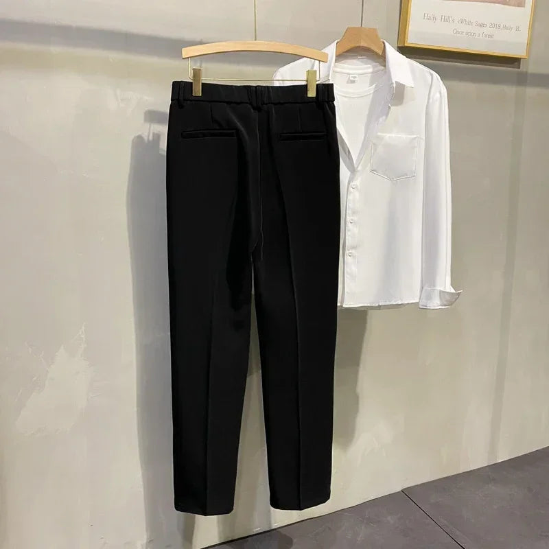 Dress Pants Men Korean Fashion Pleated Pants Chino Pants Men Clothing 2024 Lightweight Cool Trousers