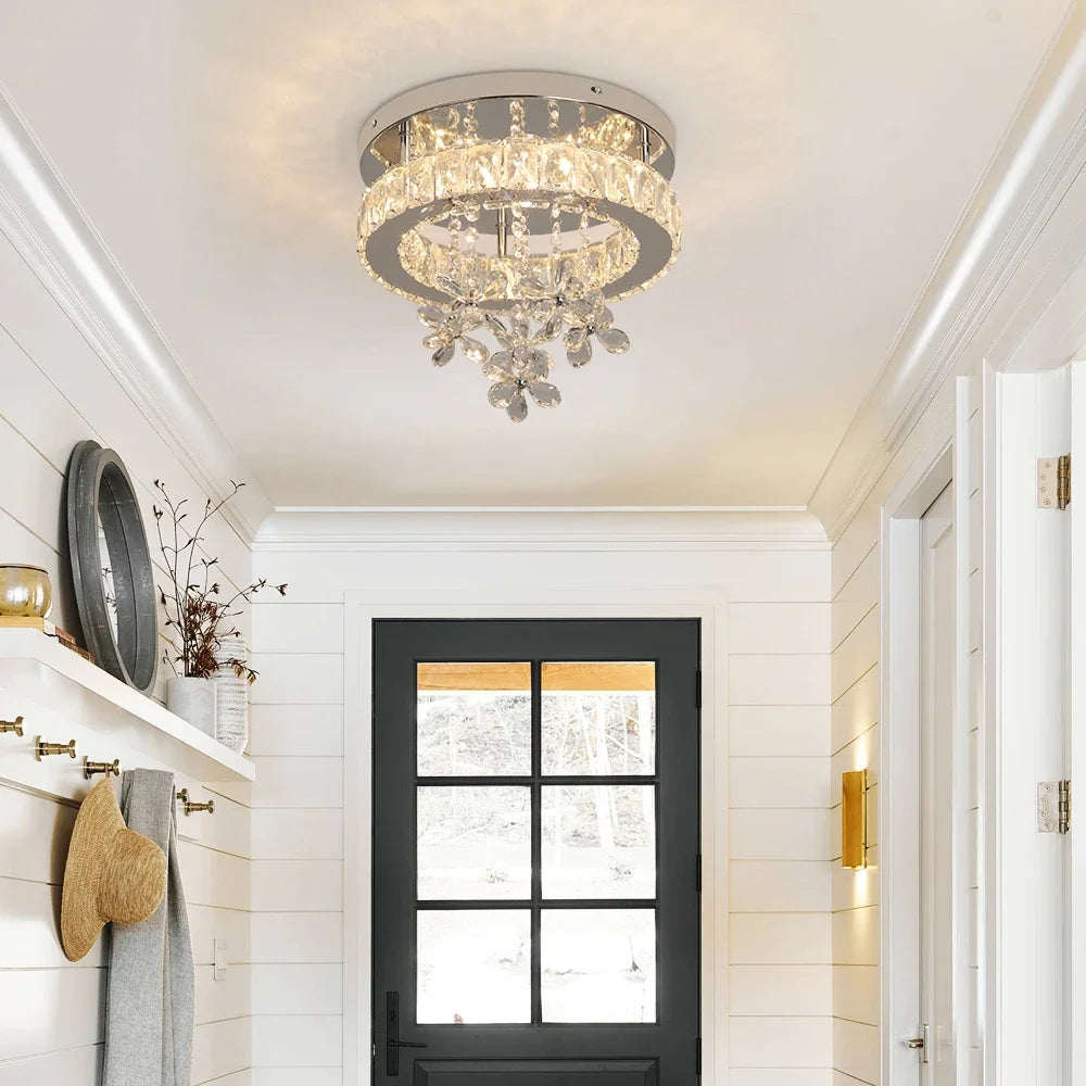 Modern Crystal LED Ceiling Lamp Pendant Lighting Living Dining Room Decor Chandelier Fixtures Aisle Stair Lustre