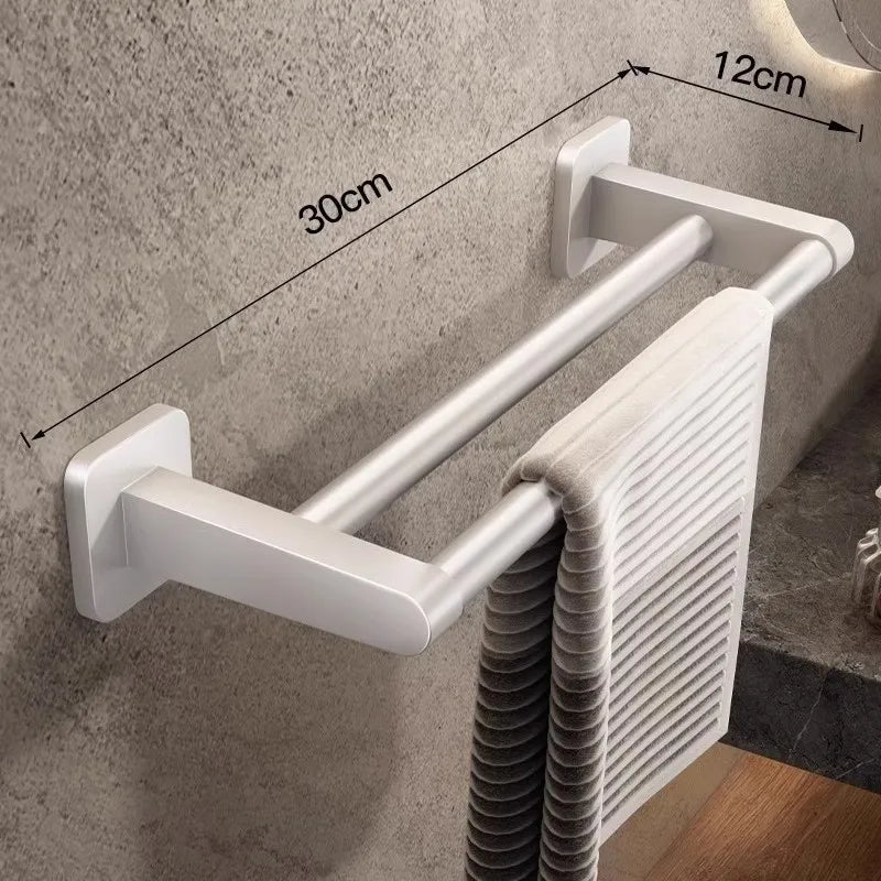 Towel rack modern space aluminum non-perforated wall mounting shelves bathroom towel rack single rod toilet storage hanger
