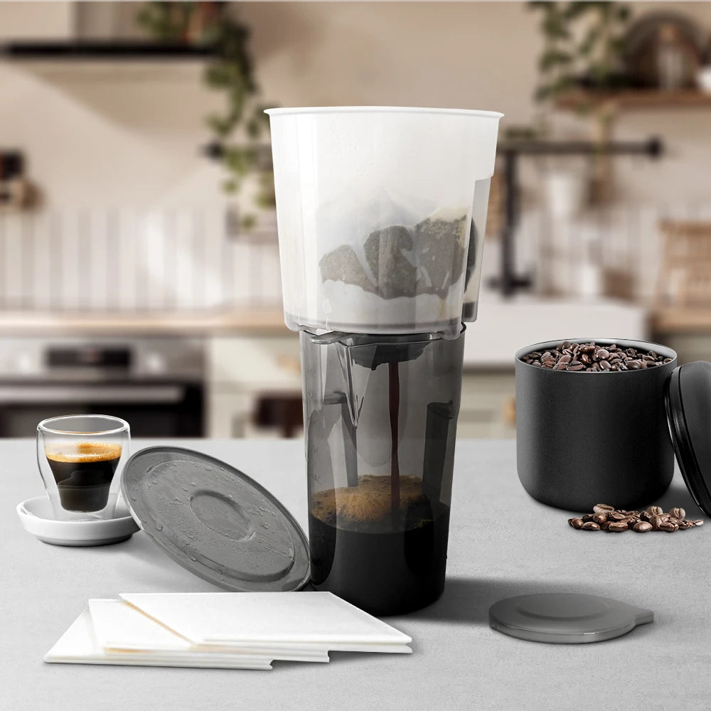 Portable Cold Brew Coffee Pot 1.9L Large Capacity Ice Drip Coffee Filter Pot Tea and Coffee Cold Brew Pot
