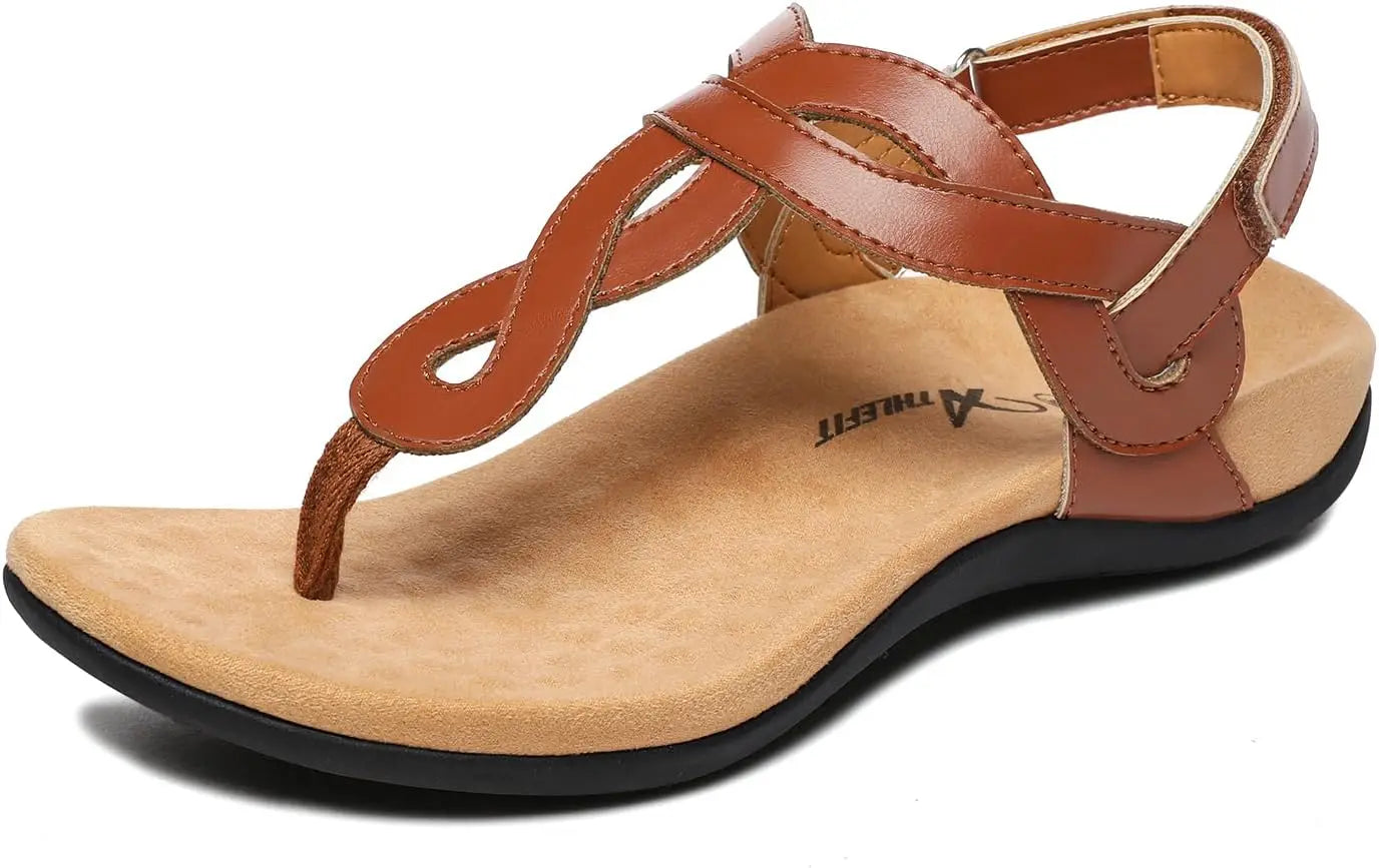 Women's Orthopedic Arch Support Sandals Comfortable Thong T-Strap Orthotic Casual Flat Sandals