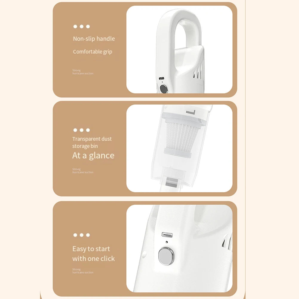 5000Pa Cordless Handheld Vacuum USB Rechargeable Portable Mopping Machine 2400mAh Electric Sweeper for Car Home