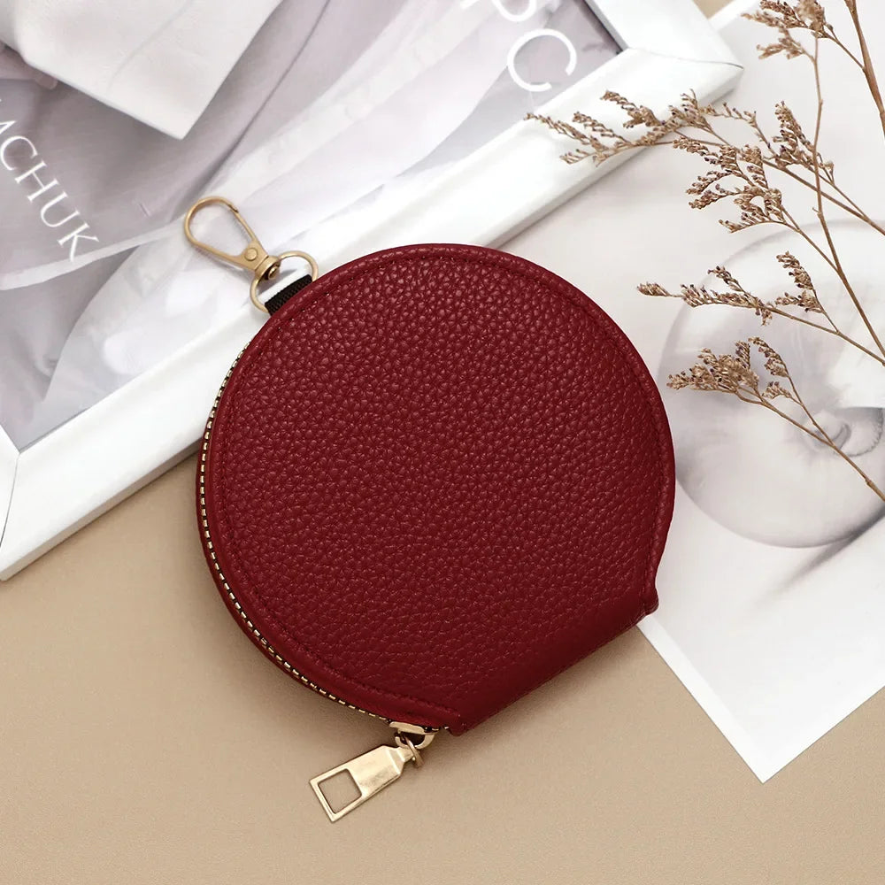 New High Quality Women's Zipper Wallet Portable Round Mini Card Bag Female Coin Pocket Key Bag Credit Card Holder Women's Purses