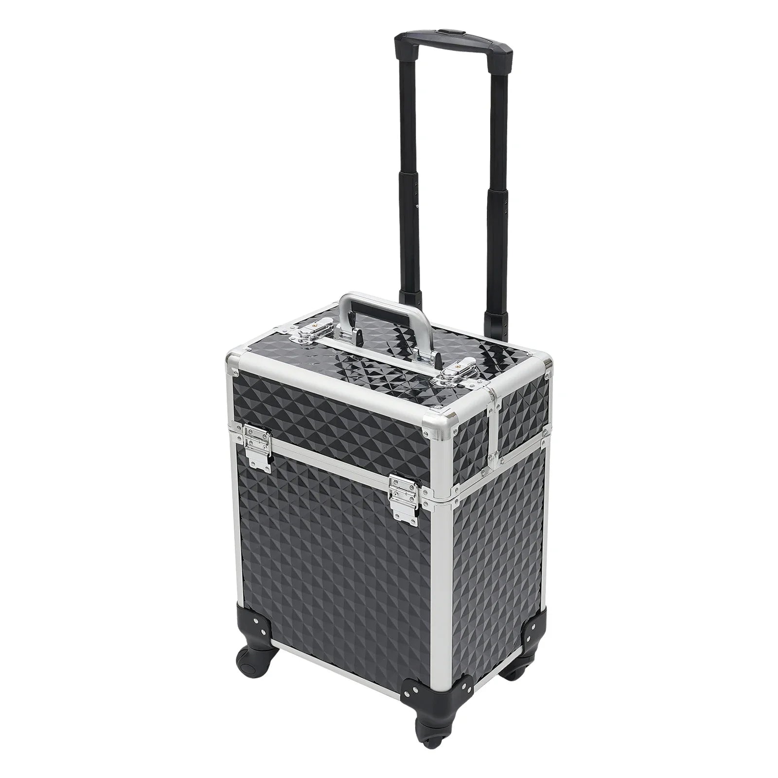 Professional Rolling Makeup Case - Black, Multi-Functional with High Load Capacity suitcase