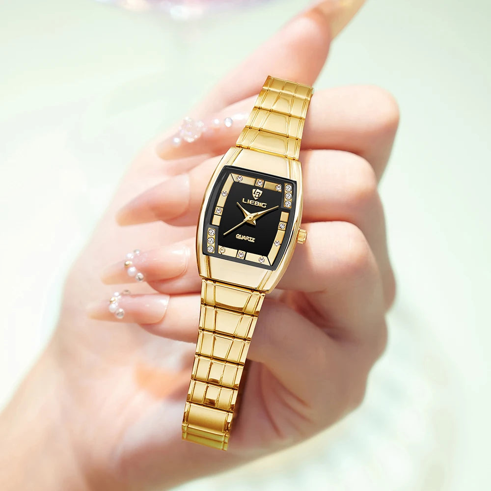 New Womens Watch Luxury Stainless Steel Quartz Golden Wristwatches Women Fashion Waterproof Calendar relogio masculino Clock