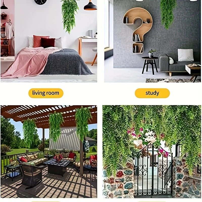 Artificial Hanging Plants for Wall Decoration, Fake Rattan Hanging Plants, Ivy Green Garland, Persian Make
