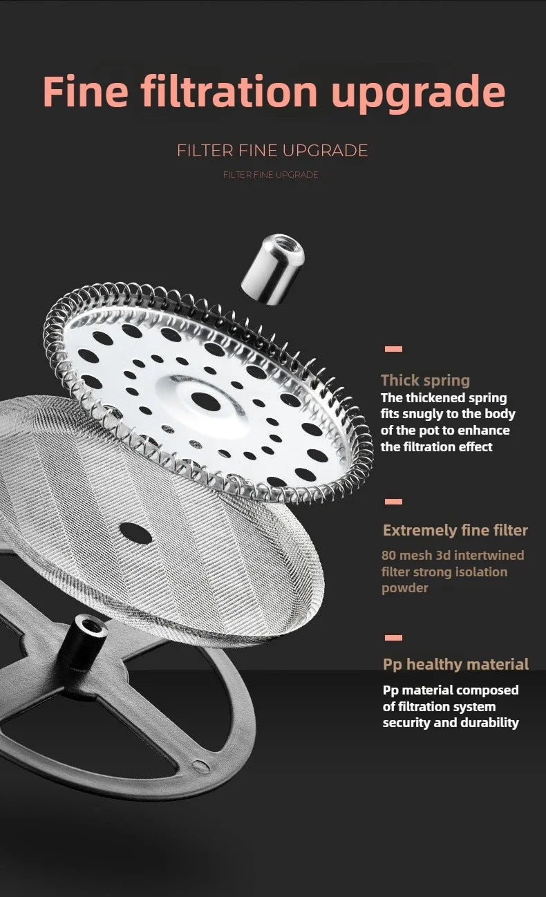 350/800/1000ml French Press Coffee Pot Multifunctional Home Hand Punch Pot Transparent Glass Coffee maker Coffee Accessories