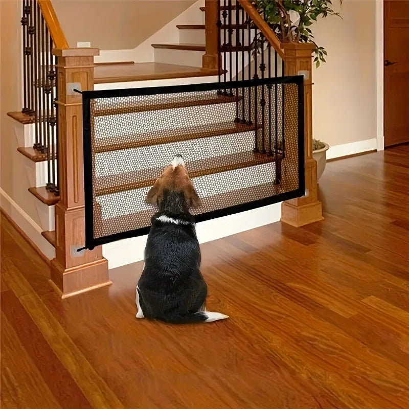 Pet Barrier Fences Mesh Dog Cat Gate Entrance Separation Guard Folding with Hooks Breathable Mesh Pet Dog Safety Playpen