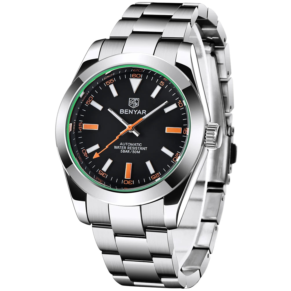 2025 New Mens Watches Luxury BENYAR Design Mechanical Watches For Man Automatic Watch Shock Resistant Waterproof Movement Clocks