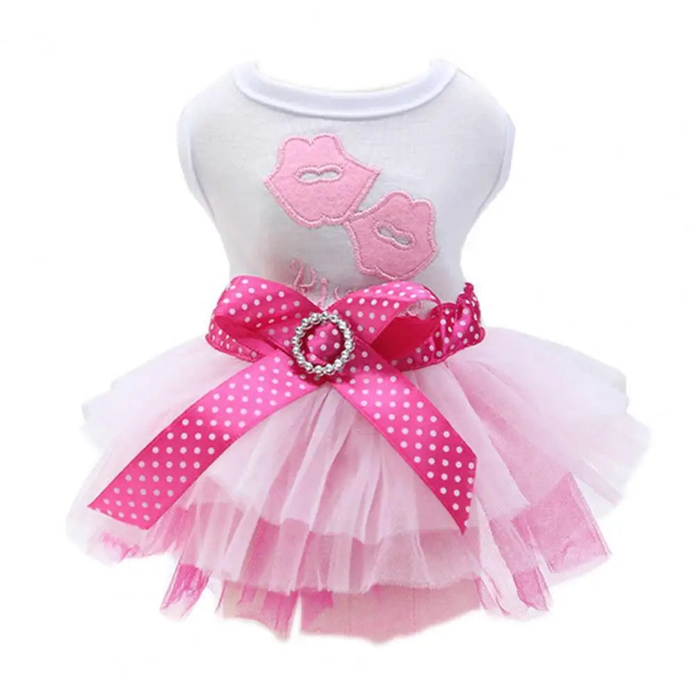 Pet Clothing Colorfast Dog Dress Soft Sleeveless  Sweet Comfortable Touch Pet Dress