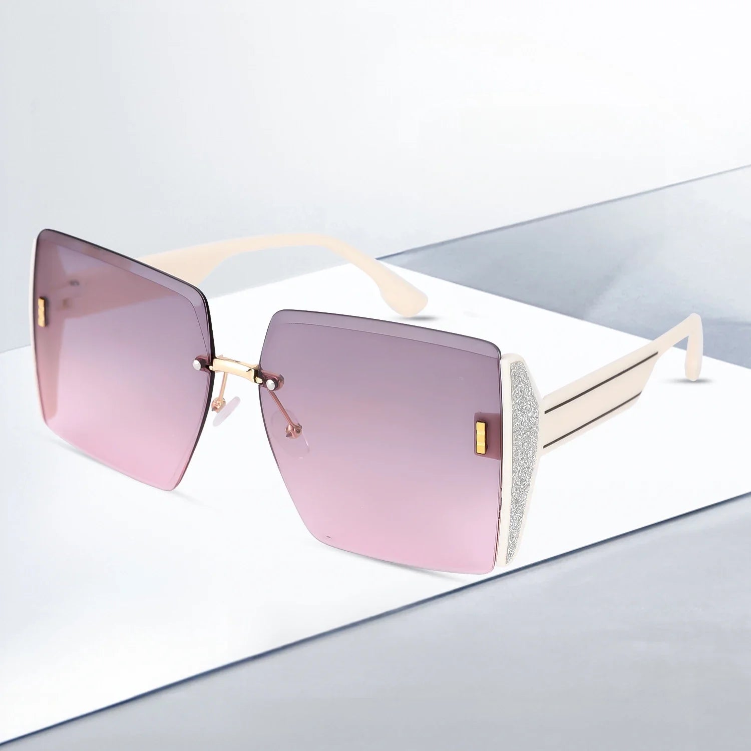 Women's Sun Glasses Vintage Square Sunglasses Woman Classic Retro Gradient Mirror Frameless Sun Glasses Female Fashion