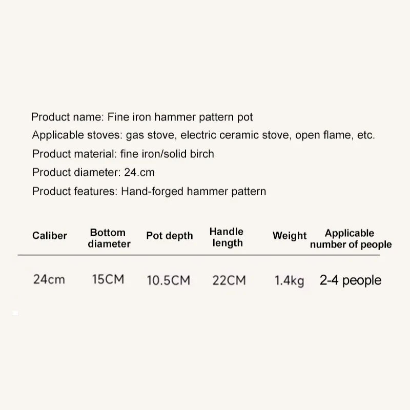 Big Belly Pot Household Hand Hammered Traditional Deepened Non-stick Iron Pot Multipurpose Uncoated Small Frying Pan with Lid