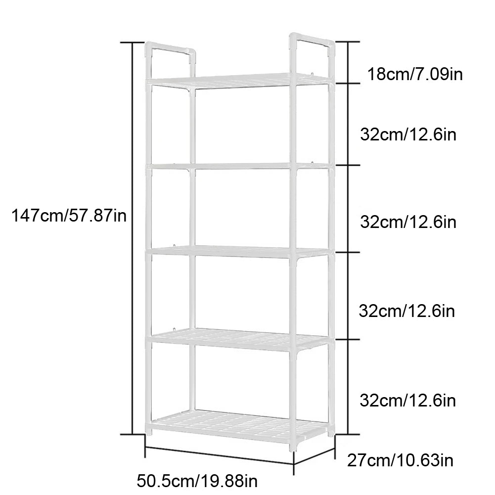 5 Tier Storage Shelves Adjustable Storage Rack 66 Lbs Capacity Storage Shelf for Kitchen Pantry Closet Bathroom Laundry Garage