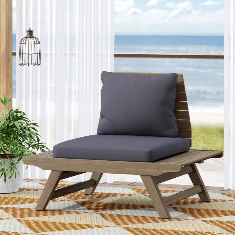 Acacia Wood Patio Loveseat teak Finish Porch Couch For Garden Backyard Outdoor Furniture With Water-resistant Cushions