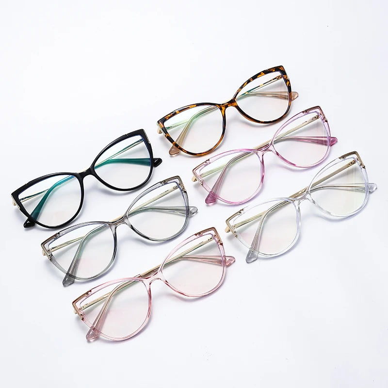 Personality Cat Eye Anti-Blue Light Spring Hinged Glasses Cross-Border Men Women Glasses Shopping Leisure Advanced Frames