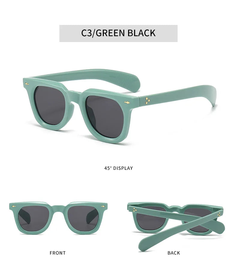 Ins Popular Women Square Sunglasses Men Vintage Rivets Punk Female Shades UV400 Fashion Male Sun Glasses