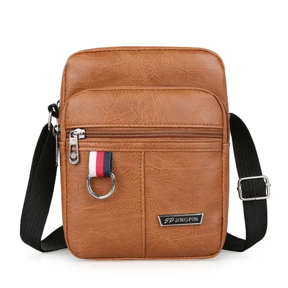 Men's High Quality PU Leather Shoulder Bag Large Capacity Chest Bag Fashion Casual Solid Color Crossbody Bag