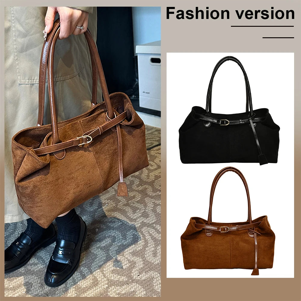 Women PU Fashion Shoulder Bag Solid Color Stylish Shoulder Purse Hasp Closure Simple Commuting Bag Trendy Work Bag