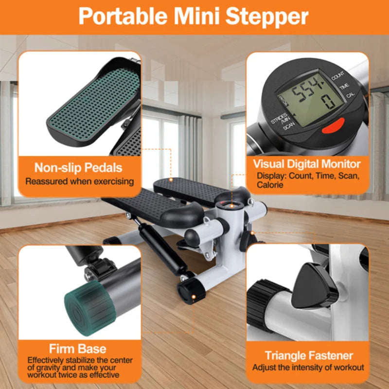 Mini Stepper Twist Stepper Machine For Exercise At Home With Resistance Bands LCD Display Slimming Treadmill for Home Workout