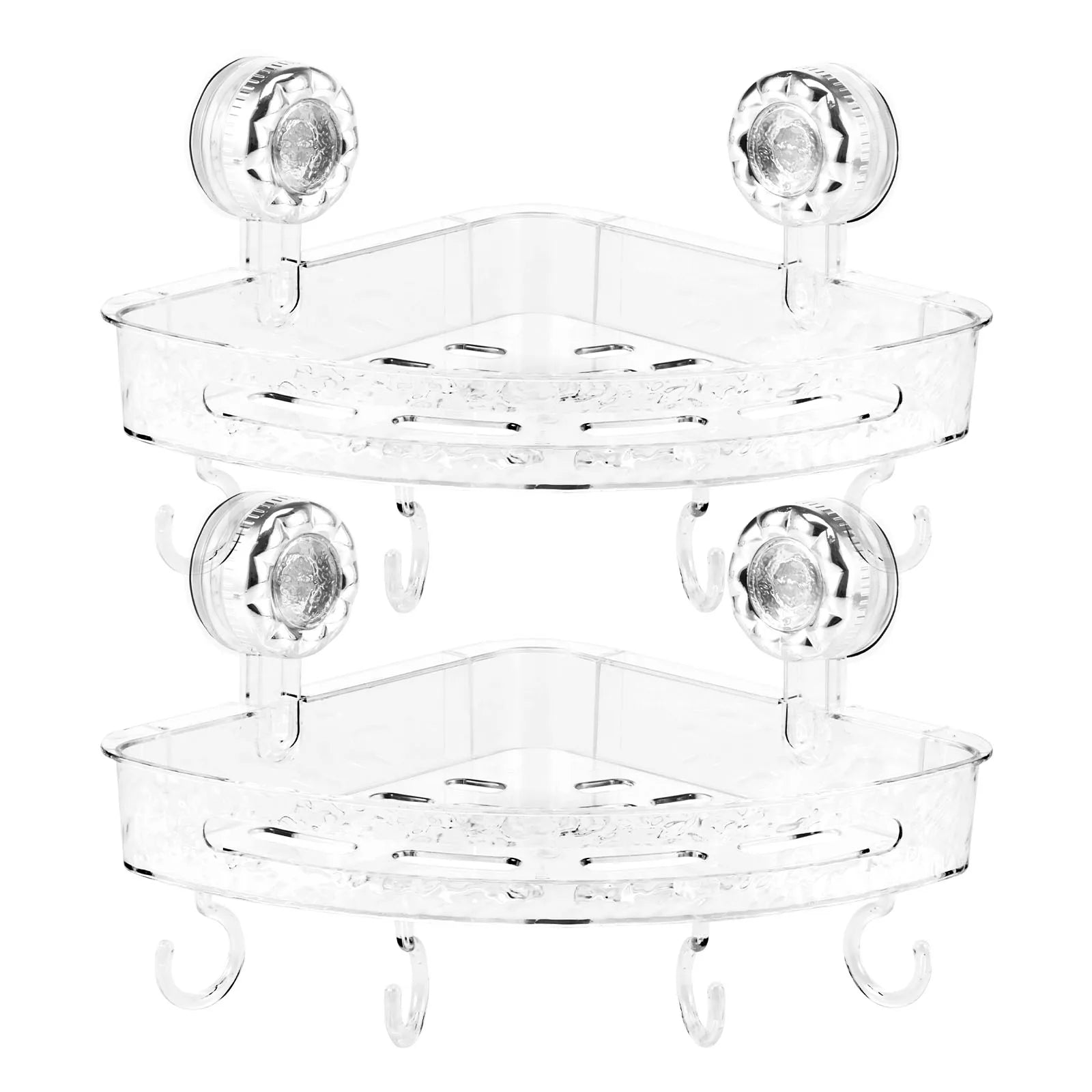 2Pcs Shower Corner Shelf Wall Mounted Suction Cup Storage Rack No Drill Bathroom Shampoo Cosmetic Organizer Holder