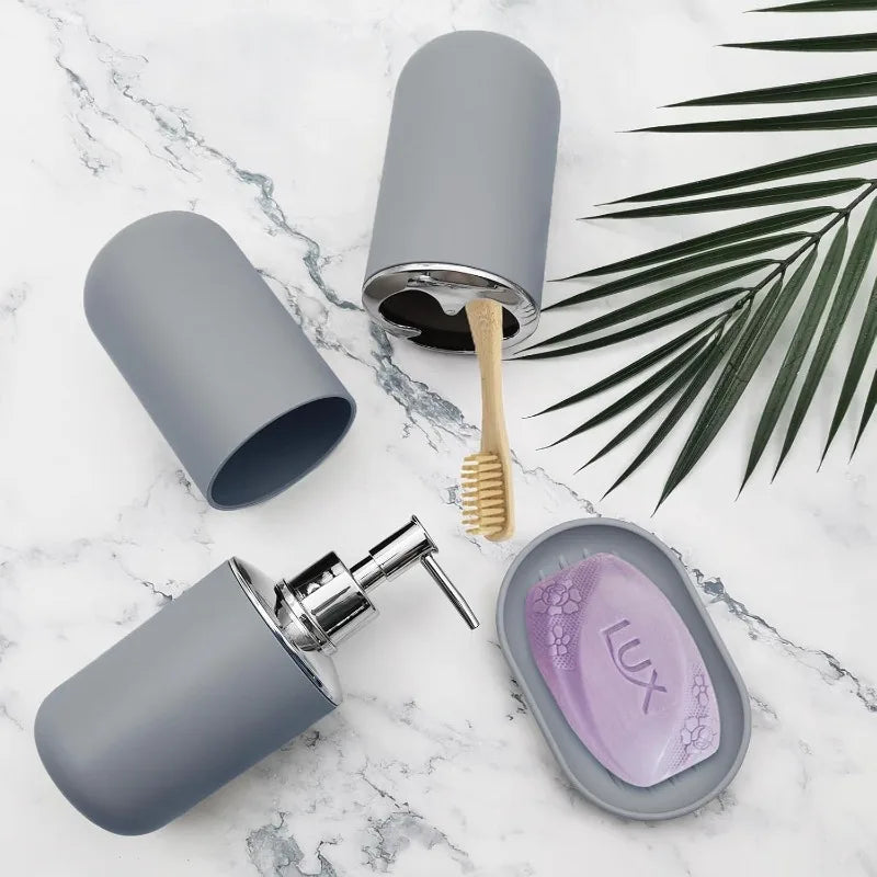 Bathroom Accessory Set 4 pcs Shatter-Resistant Resin Lotion Soap Dispenser Toothbrush Holder Soap Dish Bathroom Decor Gift