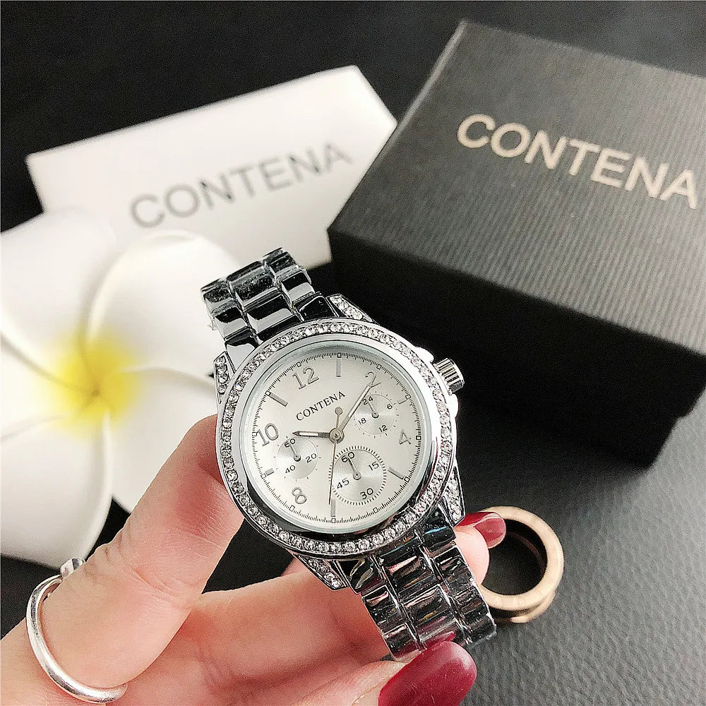 Women‘s Watch Top Brand Luxury Stainless Steel  Rhinestone Quartz Wristwatch for Women Fashion Dress Ladies Clock montre femme