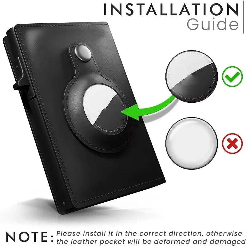 Smart AirTag Wallet for Men Minimalist AirTag Holder Leather Wallet with Blocking Card Holder