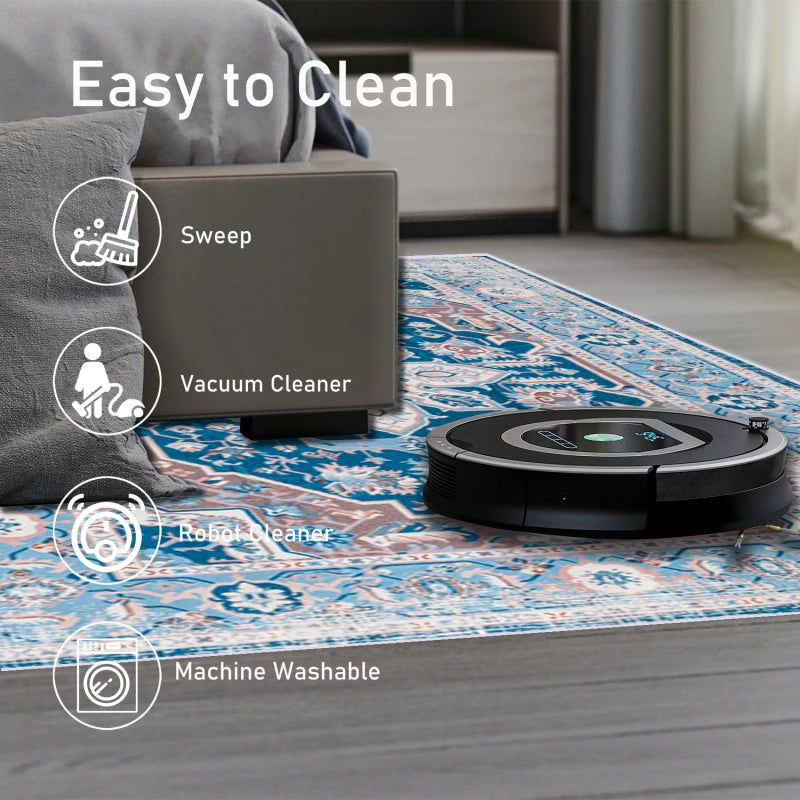 Area Rug 5x7 Vintage Bohemia Non-slip Washable Rug For Living Room Kitchen Bedroom Living Room Flower Design Blue/Brown