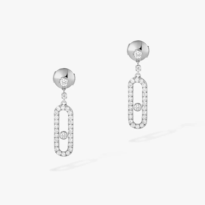 Classic French luxury jewelry S925 women's earrings made of pure silver material. Exquisite engagement gift. move stone