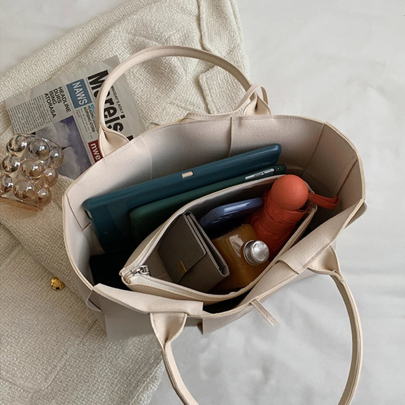 Large Capacity Handbags for Women 2022 Fashion Leather Woven Tote Bags Designer Solid Color Lacing Plaid PU Shoulder Bags